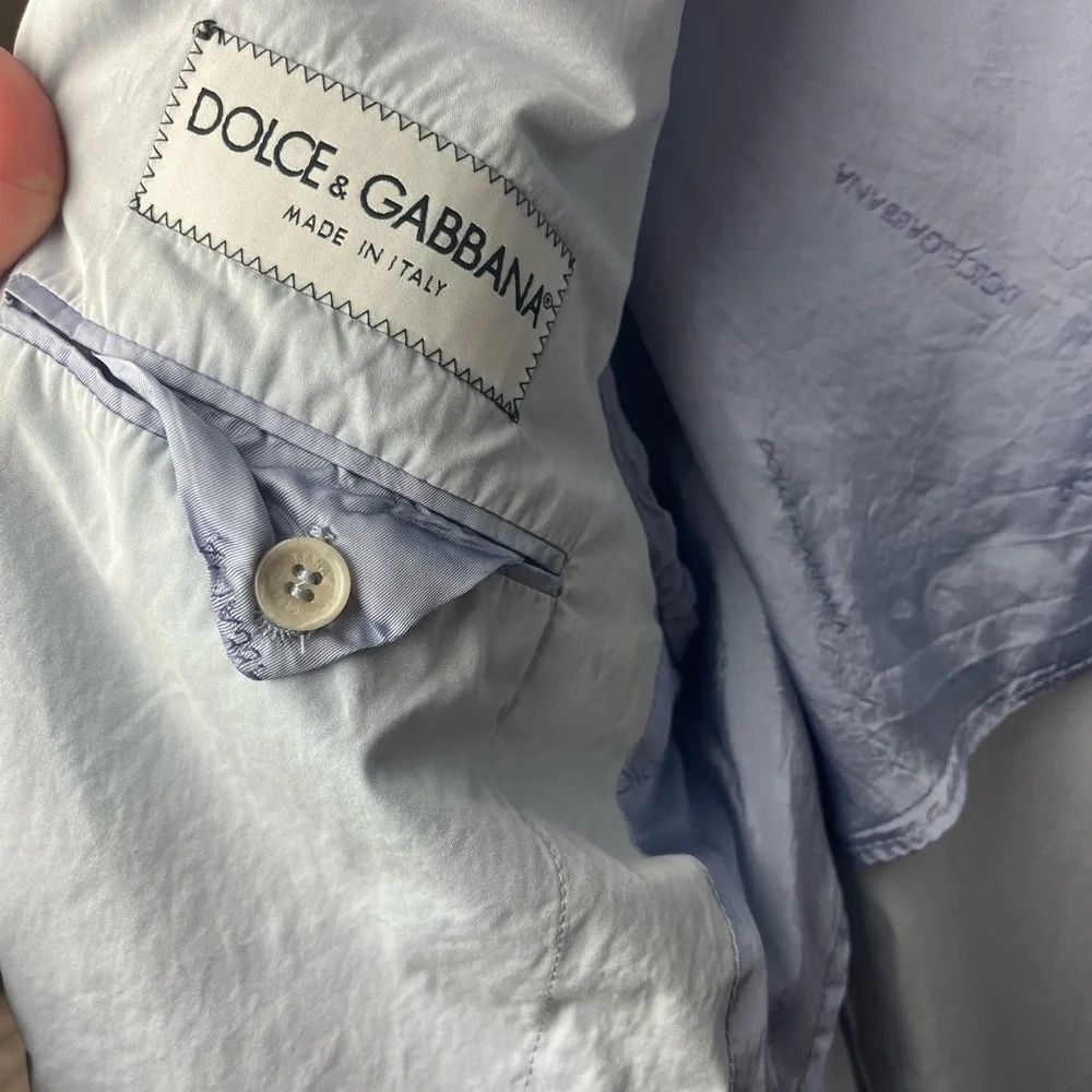 DOLCE & GABBANA Light Blue Mens Blazer 100%Cotton